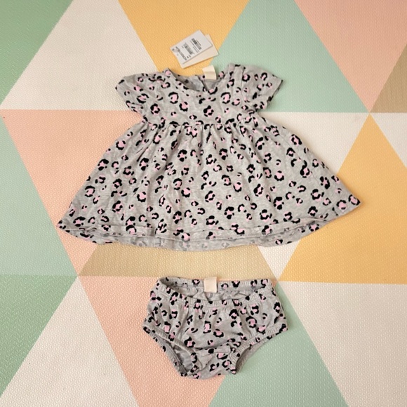 NWT Tucker & Tate 2 Piece Heather Grey and Pink Leopard Dress and Bloomers 3 mo - Picture 13 of 13